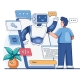 A city manager using an AI-powered assistant on a laptop to streamline municipal operations.