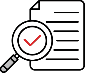 Icon of document with magnifying glass symbolizing full IT environment documentation and visibility