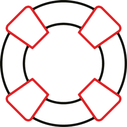 Icon showing rescue ring symbolizing reliable IT support and relief