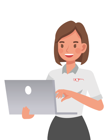 Illustration of a Louisville Geek web accessibility engineer reviewing website code and accessibility compliance tools