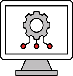 Icon representing automated and manual website accessibility remediation through software integration