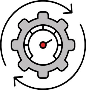 Ongoing website accessibility monitoring and support icon featuring a widget with gauge and circular arrows