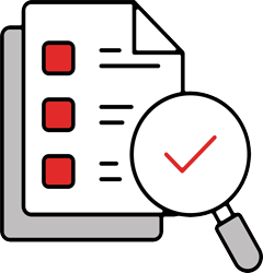 Compliance check icon representing regulatory alignment and risk management support