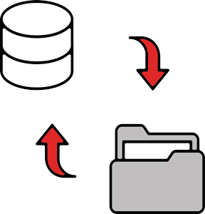 Icon representing secure data backup and recovery services for businesses