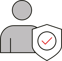 Icon representing increased user trust – handshake with a shield