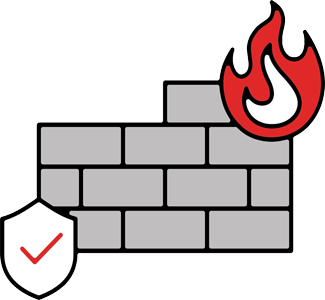 Network security icon representing firewall, encryption, and secure access controls