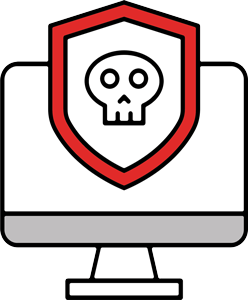 Ransomware icon representing protection against data encryption attacks and cyber extortion