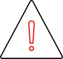 Icon representing reduced risk exposure – warning triangle with a line through it