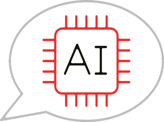 Icon representing AI-powered tools improving response times, personalization, and consistency in communicationIcon representing AI-powered tools improving response times, personalization, and consistency in communication