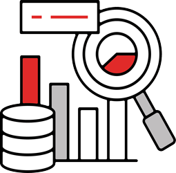 Icon representing data insights with charts and dashboards for centralized visibility and network control