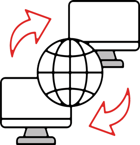 Icon representing secure remote access with user connectivity and network protection elements