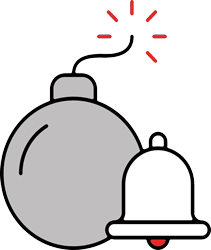 Icon representing a threat alert with warning symbol indicating proactive network threat prevention