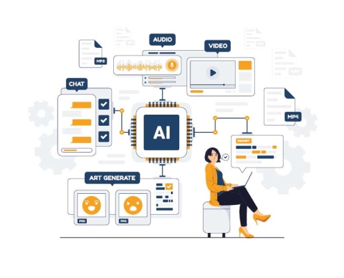 Illustration of AI neural network and servers symbolizing GPT-5 onboarding and IT environment readiness with Louisville Geek