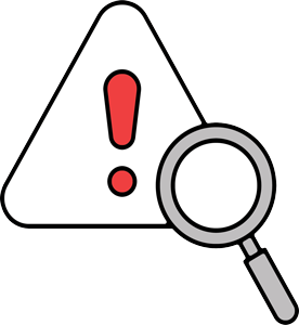 Magnifying glass over document representing risk assessments and vulnerability analysis