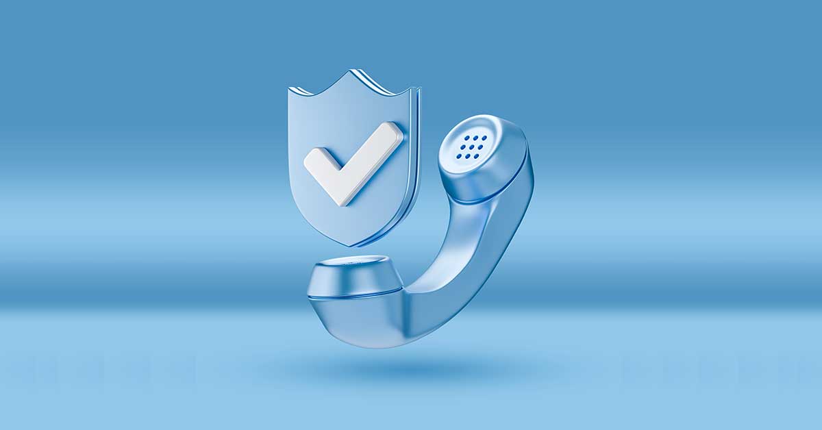 Illustration of secure communication in healthcare with a shield and checkmark symbolizing HIPAA-compliant Teams Phone integration.
