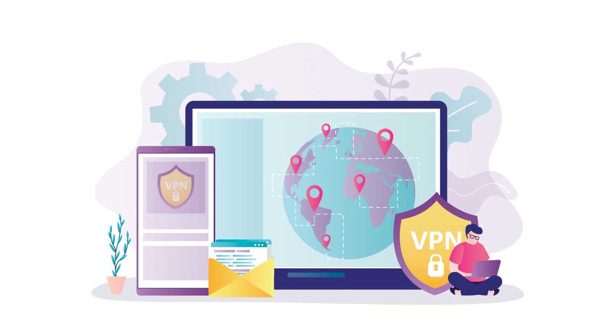 Business cybersecurity concept showing secure SonicWall VPN protection against ransomware threats
