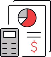 Icon showing a calendar with a dollar sign and checklist, symbolizing budget planning and grant preparation