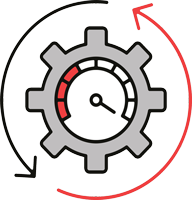 Recycling arrows around a gear icon symbolizing IT cost optimization and waste reduction