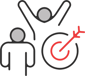 Icon of a target with an arrow hitting the center, symbolizing strategic alignment and goal-focused IT investments