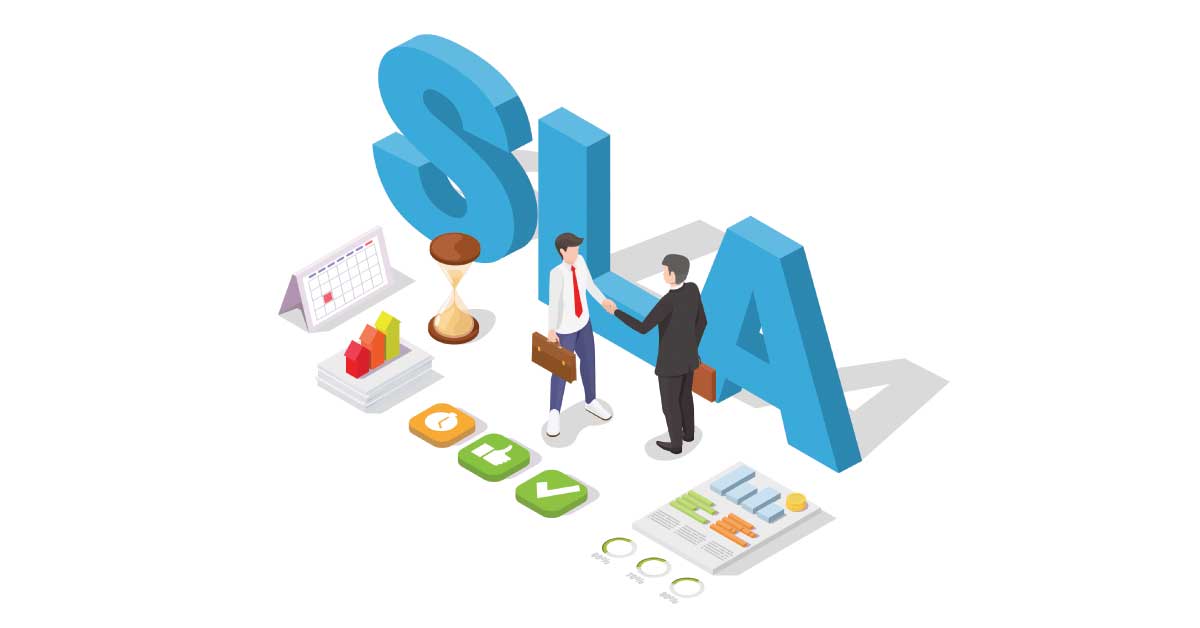 Service Level Agreement (SLA) response times table for Managed Service Provider priorities: Critical, Elevated, and Standard.