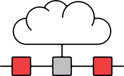 Icon representing Secure Access Service Edge (SASE) with cloud and shield symbol for secure remote access and network protection
