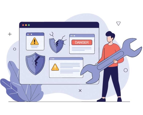 IT professional reviewing phishing incident response steps on a computer