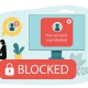 Illustration of a blocked cyberattack showing a threat actor denied access to a business account as part of a cybersecurity incident near miss.