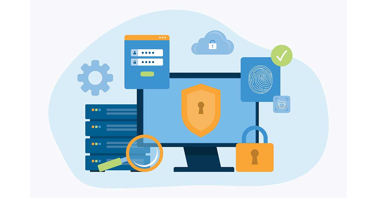 Business leader reviewing multiple layers of cybersecurity protection to reduce risk and protect company data.
