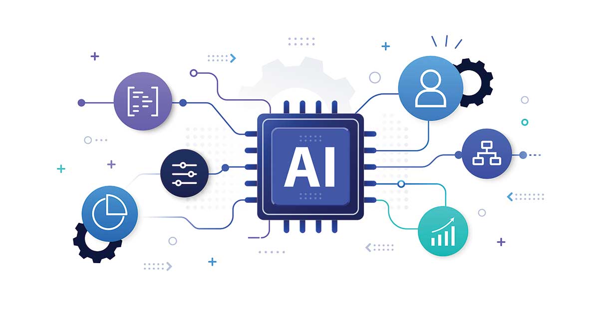 Artificial intelligence platform connecting business data, automation, analytics, governance, and digital workflows to support strategic AI decision-making