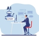 Business professional using an AI chatbot on a laptop, highlighting shadow AI security risks